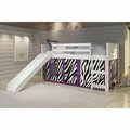 Kd Gabinetes PD-780ATW-Z-785W Twin Size Circles Low Loft with Slide & Zebra Tent in White KD3163128